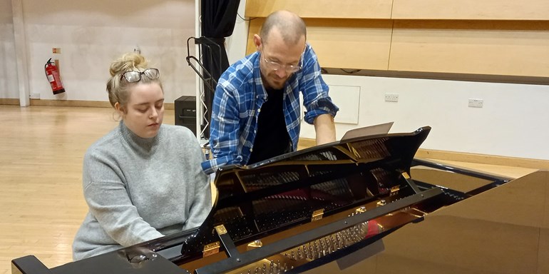 Student Chloe Rigby With Music Leader James Redwood